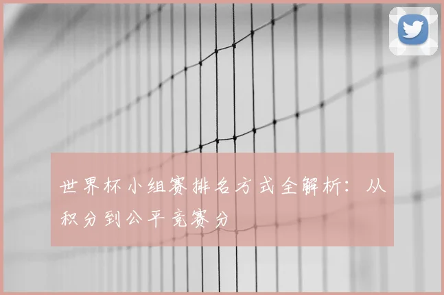 世界杯小组赛排名方式全解析:从积分到公平竞赛分